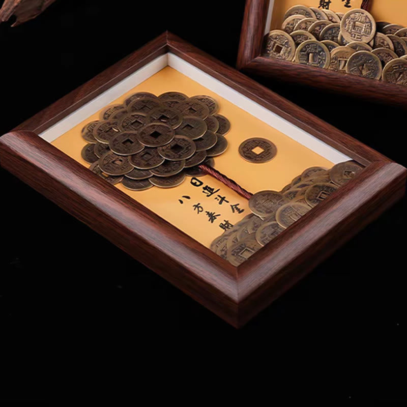 Adorno para marco de fotos con Buddha Stones, monedas de los Cinco Emperadores, árbol para atraer la fortuna y la protección, decoración del hogar - image 4