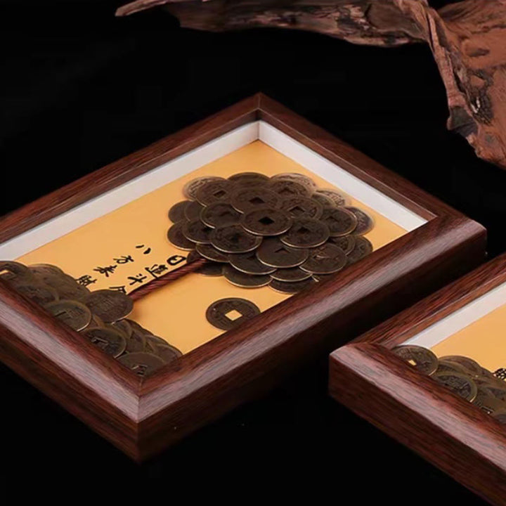 Adorno para marco de fotos con Buddha Stones, monedas de los Cinco Emperadores, árbol para atraer la fortuna y la protección, decoración del hogar - image 6