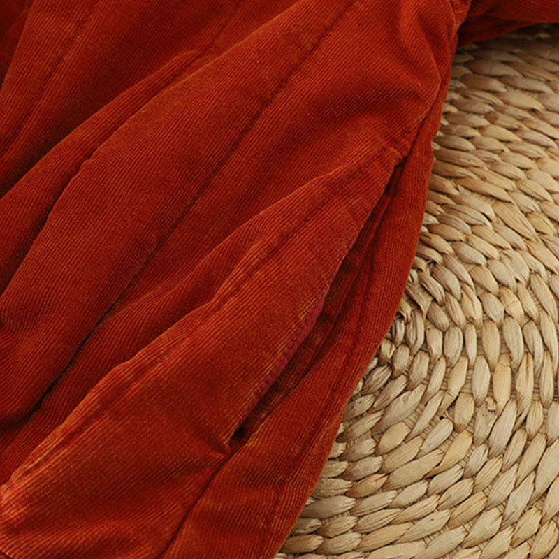 Chaqueta de pana de poliéster de manga larga con botones de rana de invierno para mujer de Buddha Stones  - image 6