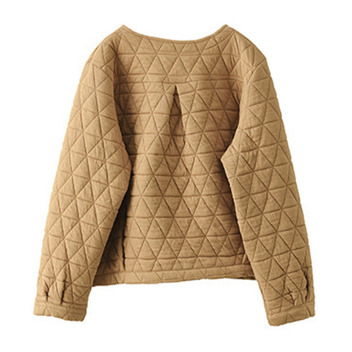 Chaqueta térmica de algodón de manga larga con estampado de rombos para mujer, con bolsillos, de Buddha Stones - image 12