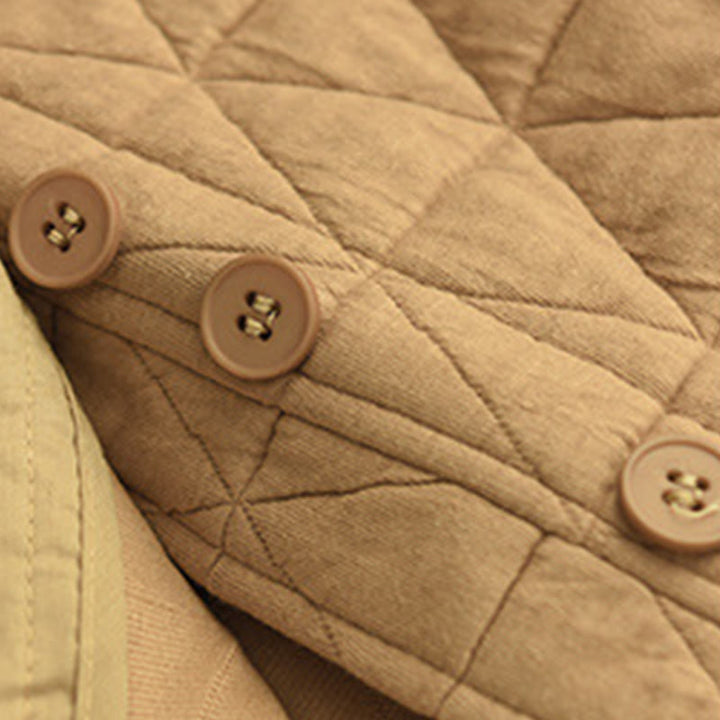 Chaqueta térmica de algodón de manga larga con estampado de rombos para mujer, con bolsillos, de Buddha Stones - image 14