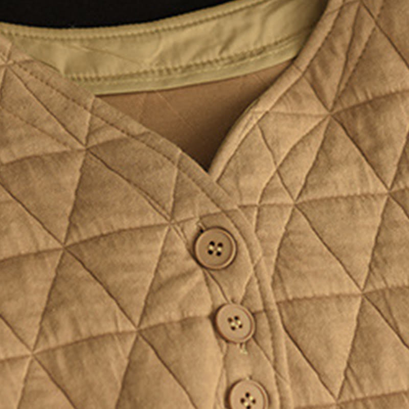 Chaqueta térmica de algodón de manga larga con estampado de rombos para mujer, con bolsillos, de Buddha Stones - image 16