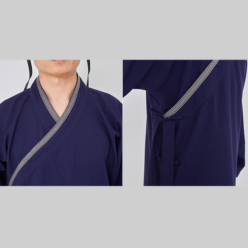 Bata taoísta unisex de lino de manga larga con botones de rana, kimono y pantalones, traje de ceremonia de Qigong, 2 piezas, con Buddha Stones , Wudang Fall - image 9