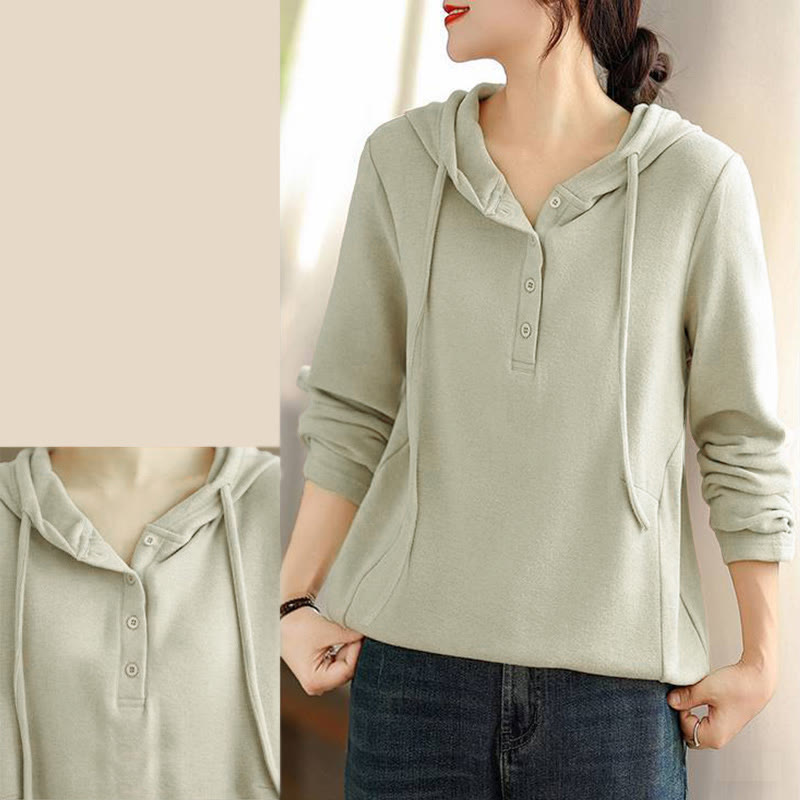 Sudadera con capucha de algodón de manga larga para mujer, color liso, con estampado de Buddha Stones, para invierno - image 8