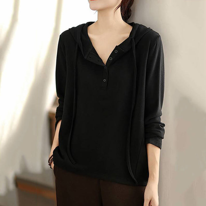 Sudadera con capucha de algodón de manga larga para mujer, color liso, con estampado de Buddha Stones, para invierno - image 21