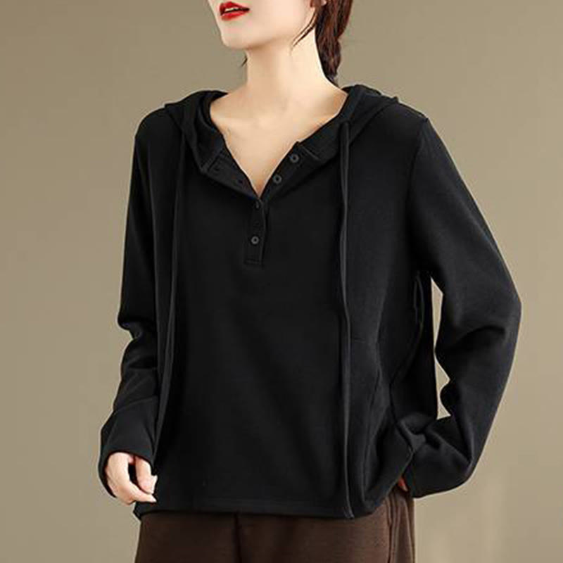 Sudadera con capucha de algodón de manga larga para mujer, color liso, con estampado de Buddha Stones, para invierno - image 22