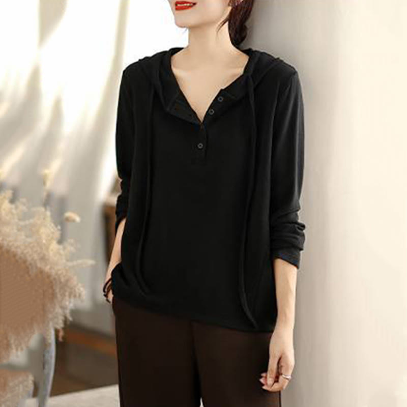 Sudadera con capucha de algodón de manga larga para mujer, color liso, con estampado de Buddha Stones, para invierno - image 24