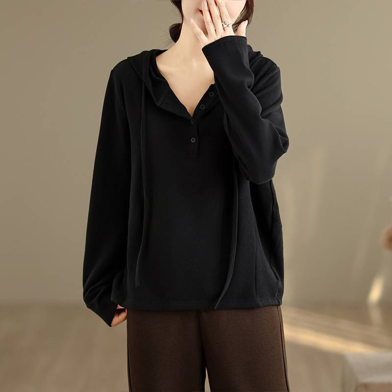 Sudadera con capucha de algodón de manga larga para mujer, color liso, con estampado de Buddha Stones, para invierno - image 20