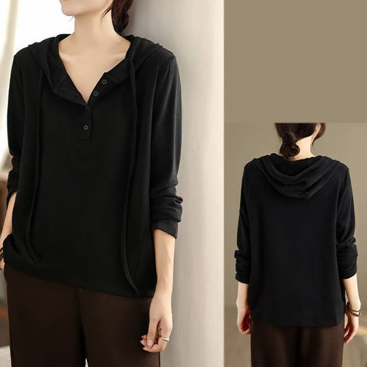 Sudadera con capucha de algodón de manga larga para mujer, color liso, con estampado de Buddha Stones, para invierno - image 25