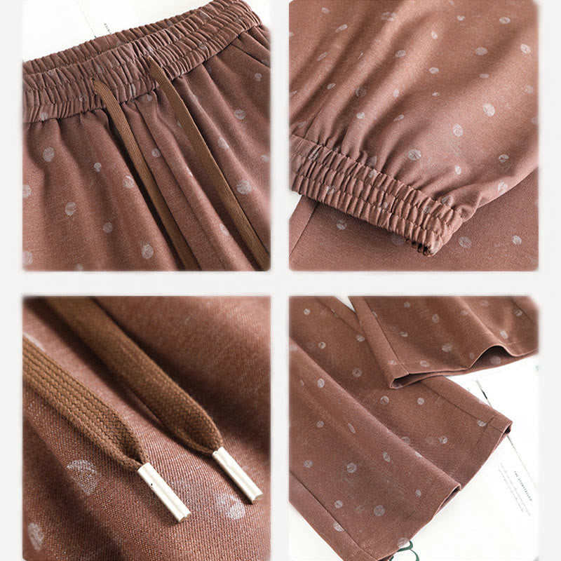 Buddha Stones anchos de poliéster para mujer con estampado de lunares blancos y bolsillos - image 12