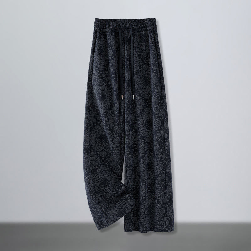 Pantalones anchos de poliéster con estampado floral de Buddha Stones para mujer, con bolsillos - Azul medianoche - US12, UK/AU16, EU44 (3XL) - image 0