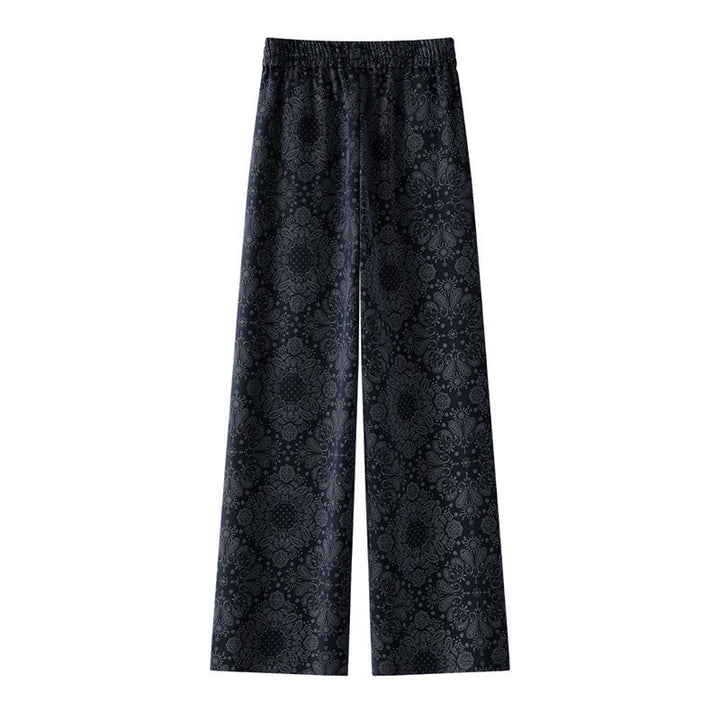 Pantalones anchos de poliéster con estampado floral de Buddha Stones para mujer, con bolsillos - image 1