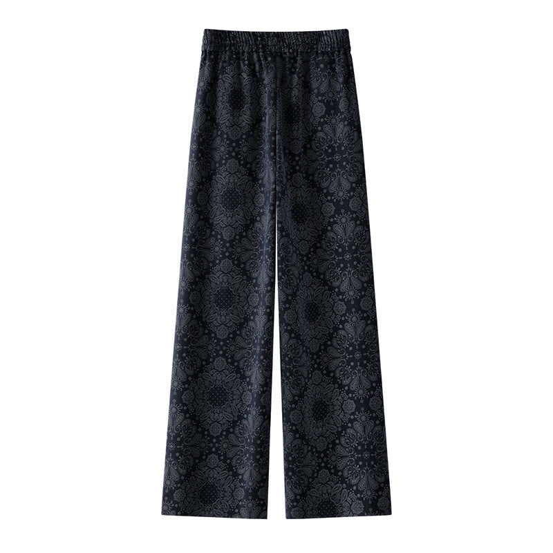Pantalones anchos de poliéster con estampado floral de Buddha Stones para mujer, con bolsillos - image 1