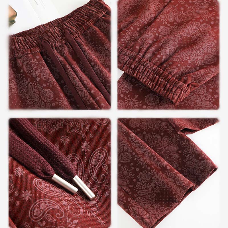 Pantalones anchos de poliéster con estampado floral de Buddha Stones para mujer, con bolsillos - image 12