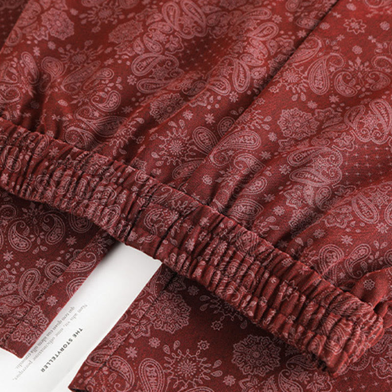 Pantalones anchos de poliéster con estampado floral de Buddha Stones para mujer, con bolsillos - image 10