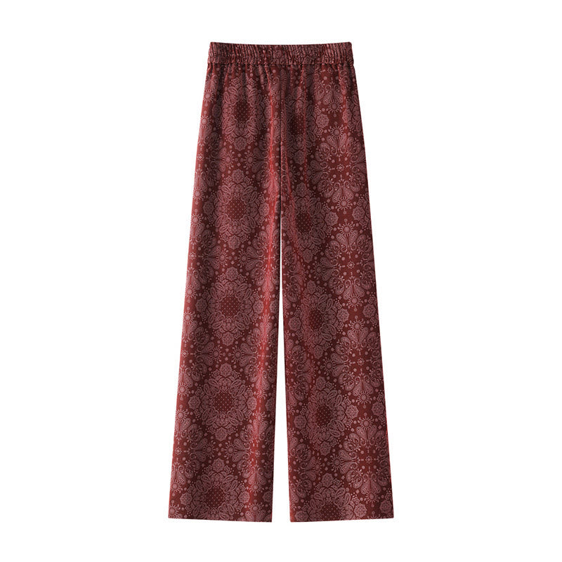 Pantalones anchos de poliéster con estampado floral de Buddha Stones para mujer, con bolsillos - image 6
