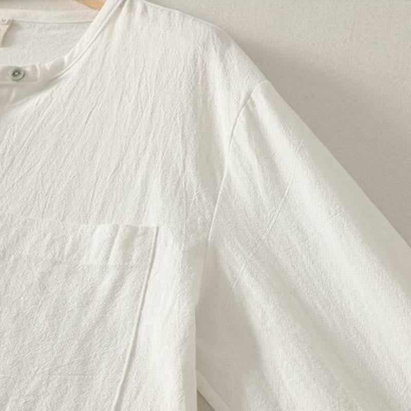 Camisa de poliéster de manga larga con cuello redondo y bolsillos para mujer con estampado de Buddha Stones Fall - image 22