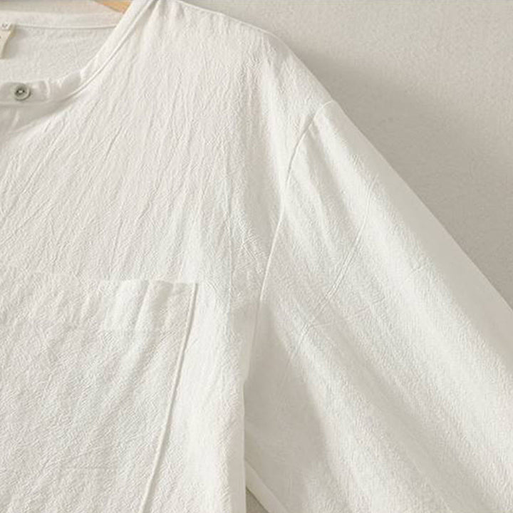 Camisa de poliéster de manga larga con cuello redondo y bolsillos para mujer con estampado de Buddha Stones Fall - image 22