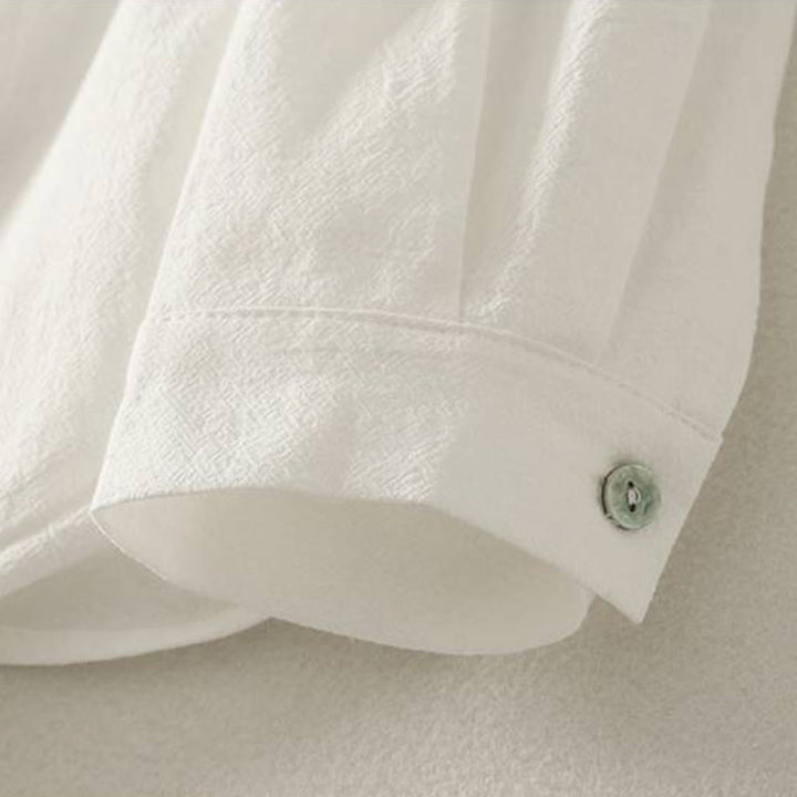 Camisa de poliéster de manga larga con cuello redondo y bolsillos para mujer con estampado de Buddha Stones Fall - image 17