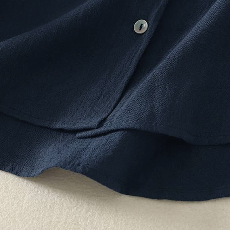 Camisa de poliéster de manga larga con cuello redondo y bolsillos para mujer con estampado de Buddha Stones Fall - image 4