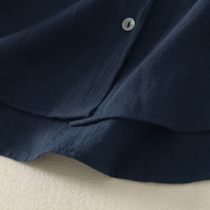 Camisa de poliéster de manga larga con cuello redondo y bolsillos para mujer con estampado de Buddha Stones Fall - image 4