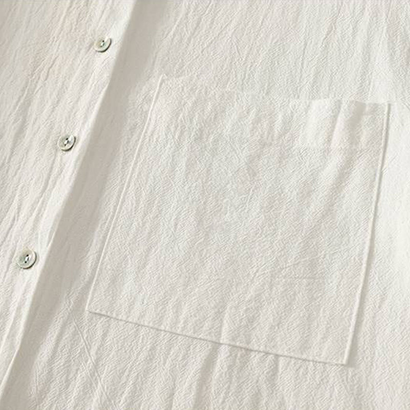 Camisa de poliéster de manga larga con cuello redondo y bolsillos para mujer con estampado de Buddha Stones Fall - image 15