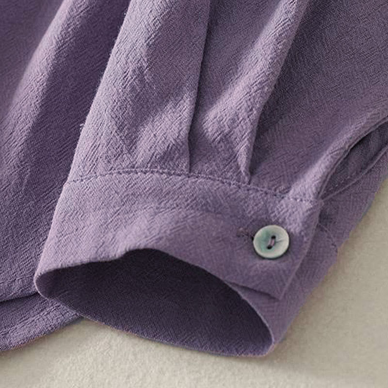 Camisa de poliéster de manga larga con cuello redondo y bolsillos para mujer con estampado de Buddha Stones Fall - image 9