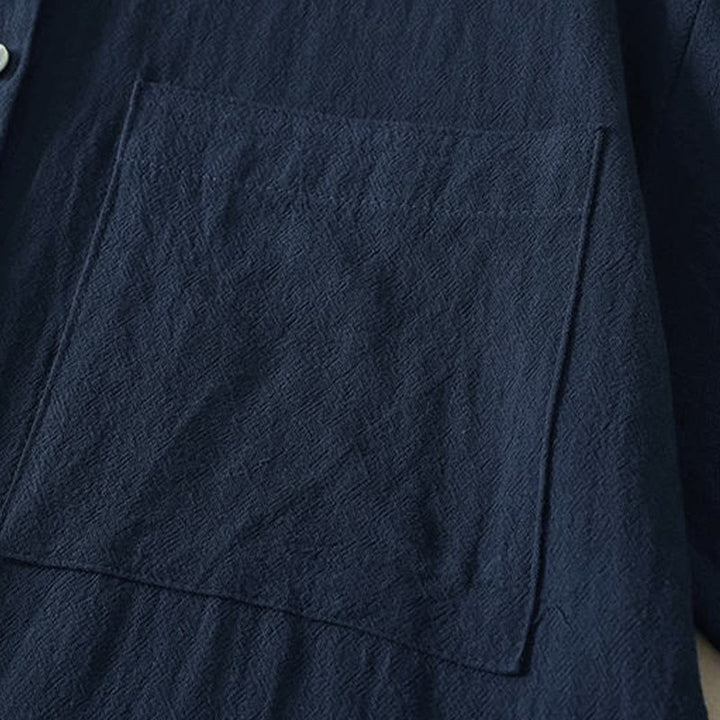 Camisa de poliéster de manga larga con cuello redondo y bolsillos para mujer con estampado de Buddha Stones Fall - image 5