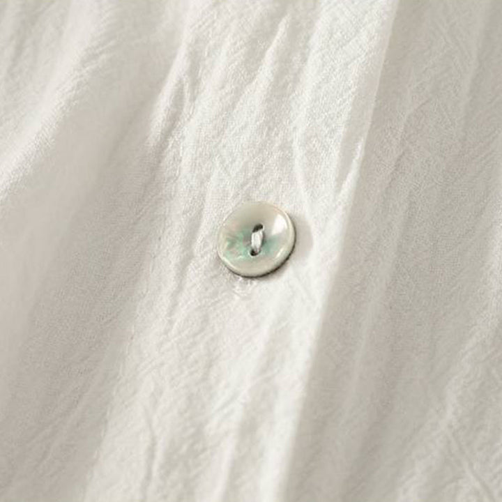 Camisa de poliéster de manga larga con cuello redondo y bolsillos para mujer con estampado de Buddha Stones Fall - image 21