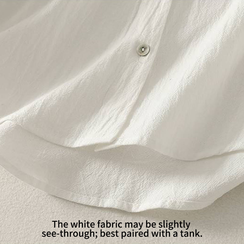 Camisa de poliéster de manga larga con cuello redondo y bolsillos para mujer con estampado de Buddha Stones Fall - image 20