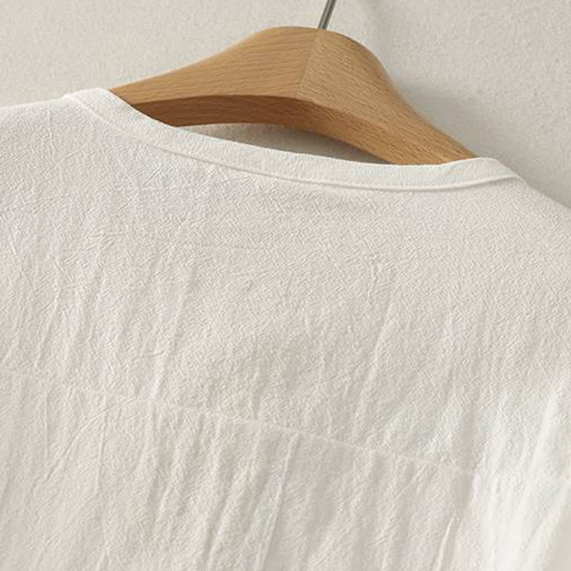 Camisa de poliéster de manga larga con cuello redondo y bolsillos para mujer con estampado de Buddha Stones Fall - image 14