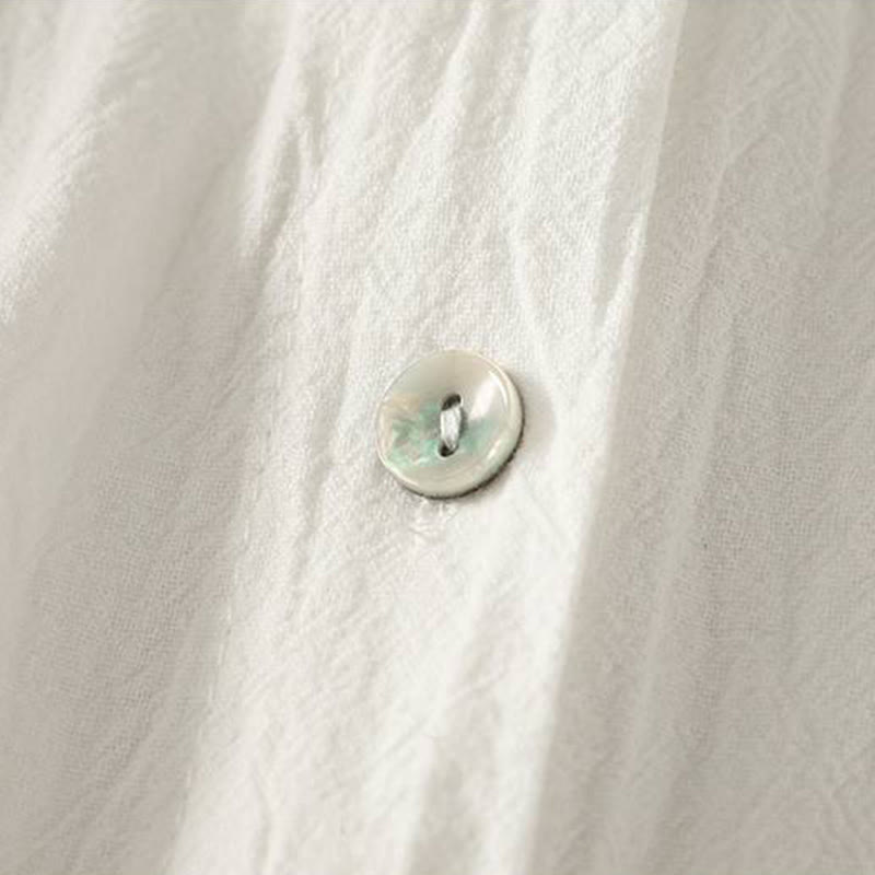 Camisa de poliéster de manga larga con cuello redondo y bolsillos para mujer con estampado de Buddha Stones Fall - image 16