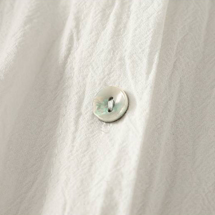 Camisa de poliéster de manga larga con cuello redondo y bolsillos para mujer con estampado de Buddha Stones Fall - image 16