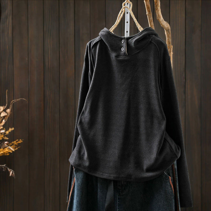 Sudadera con capucha de algodón de manga larga gruesa para mujer, color sólido, de invierno , con Buddha Stones - image 12