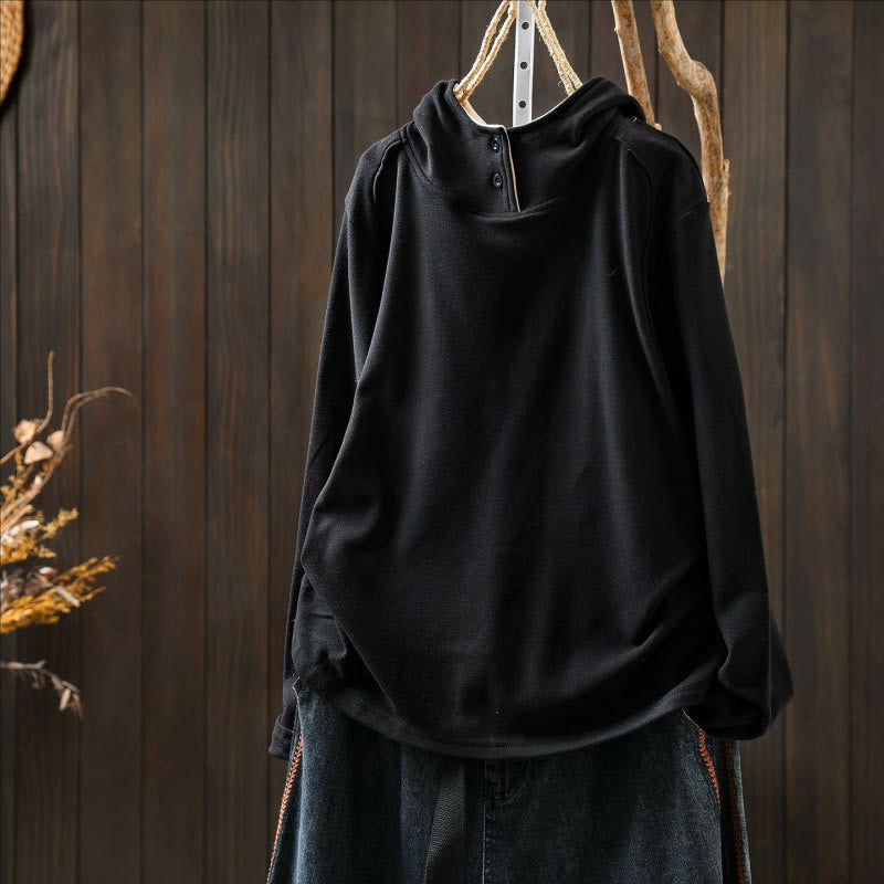 Sudadera con capucha de algodón de manga larga gruesa para mujer, color sólido, de invierno , con Buddha Stones - image 17