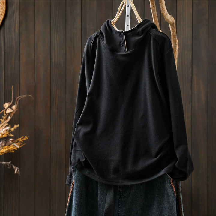 Sudadera con capucha de algodón de manga larga gruesa para mujer, color sólido, de invierno , con Buddha Stones - image 17