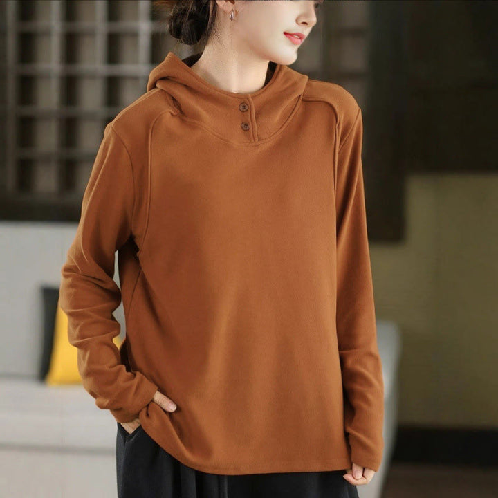 Sudadera con capucha de algodón de manga larga gruesa para mujer, color sólido, de invierno , con Buddha Stones - Perú - US4, UK/AU8, EU36 (F) - image 0