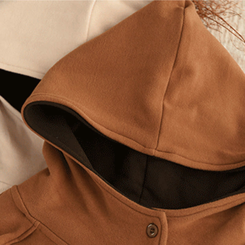 Sudadera con capucha de algodón de manga larga gruesa para mujer, color sólido, de invierno , con Buddha Stones - image 3