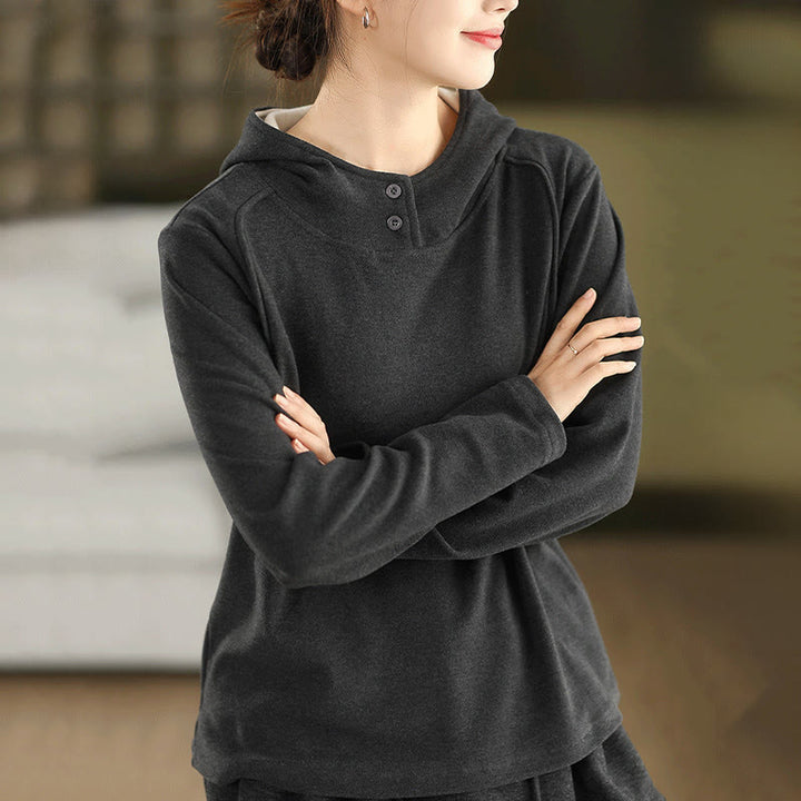 Sudadera con capucha de algodón de manga larga gruesa para mujer, color sólido, de invierno , con Buddha Stones - Gris oscuro - US4, UK/AU8, UE36 (F) - image 11