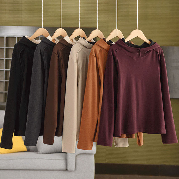 Sudadera con capucha de algodón de manga larga gruesa para mujer, color sólido, de invierno , con Buddha Stones - image 20