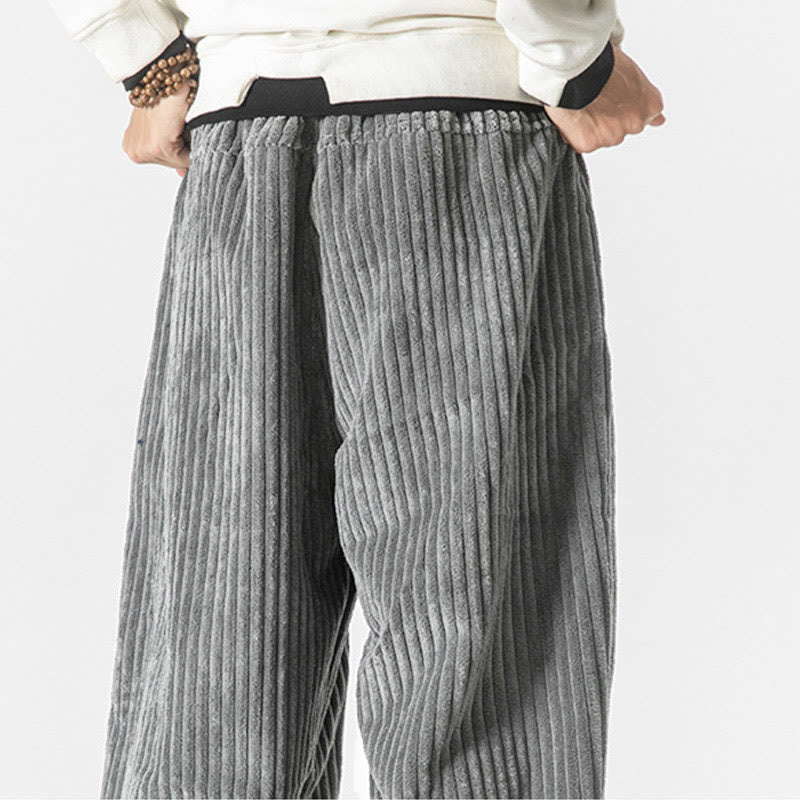 Pantalones harén de pana con cordón y bolsillos para hombre, estilo retro de invierno, con Buddha Stones - image 7