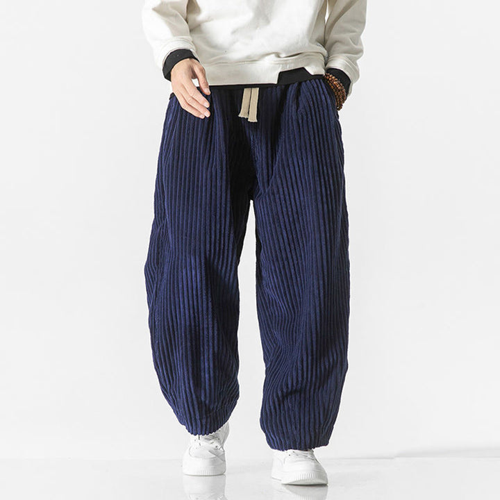 Pantalones harén de pana con cordón y bolsillos para hombre, estilo retro de invierno, con Buddha Stones - Azul medianoche - US/UK/AU36，EU46(M) - image 22
