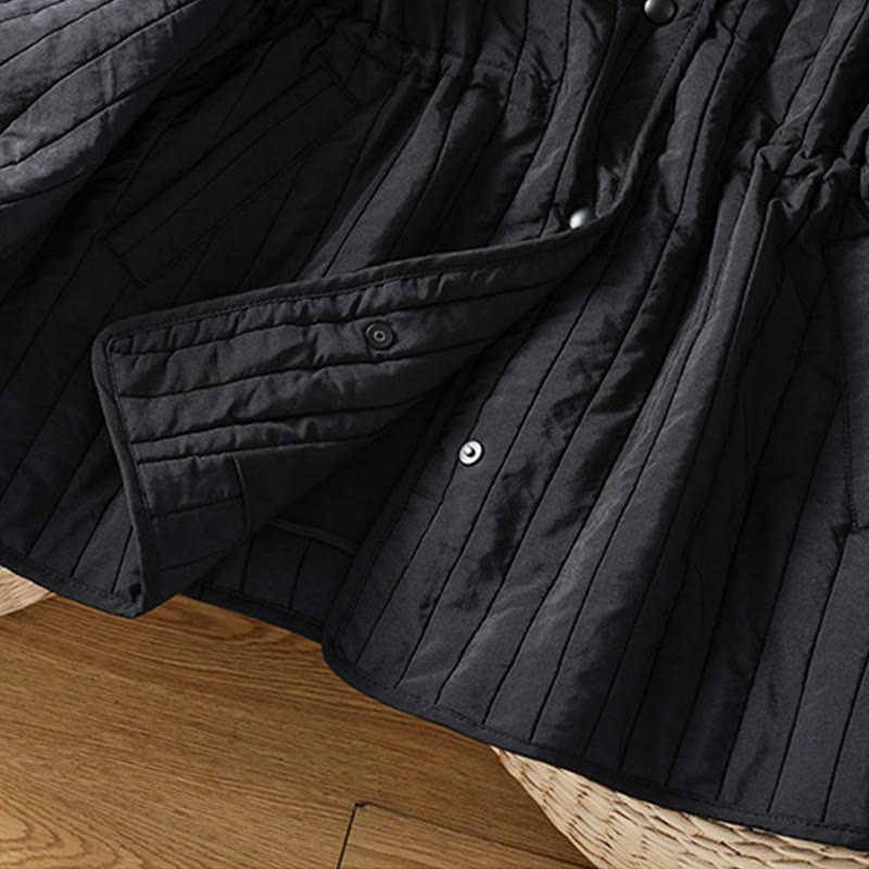 Chaqueta de algodón de manga larga con cuello redondo y cordón ajustable para mujer de Buddha Stones con bolsillo - image 7