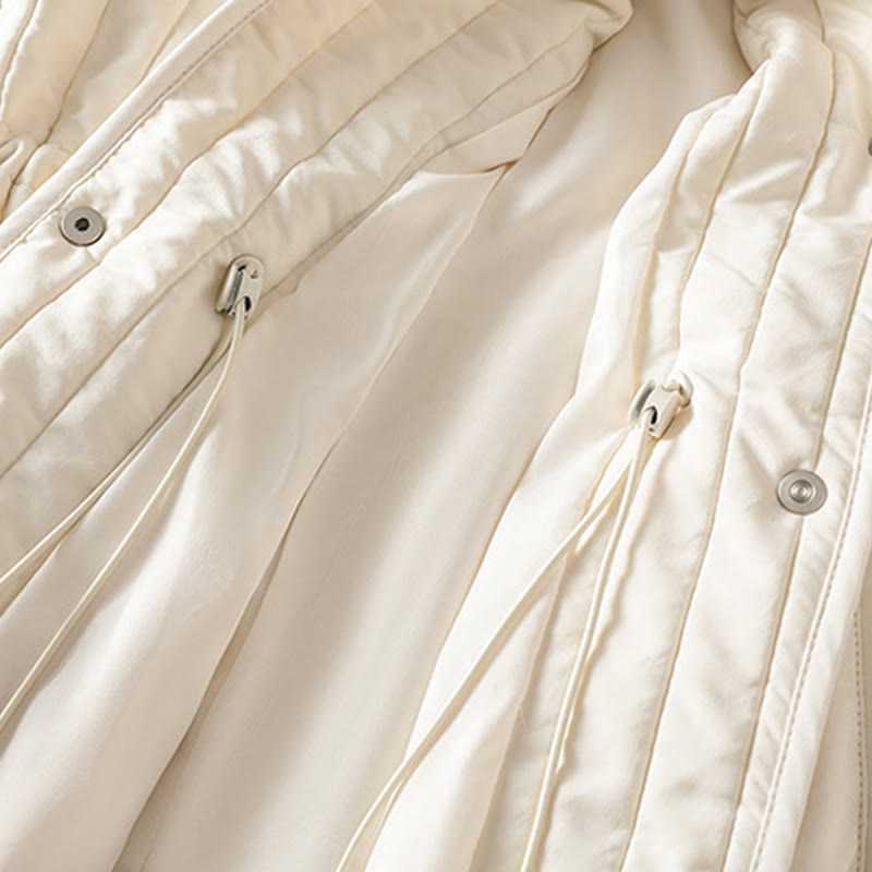 Chaqueta de algodón de manga larga con cuello redondo y cordón ajustable para mujer de Buddha Stones con bolsillo - image 17