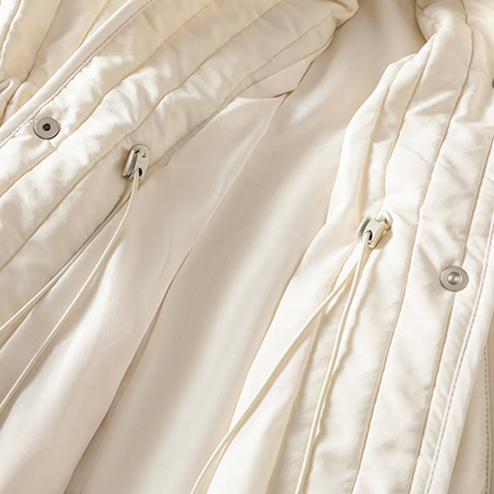 Chaqueta de algodón de manga larga con cuello redondo y cordón ajustable para mujer de Buddha Stones con bolsillo - image 17