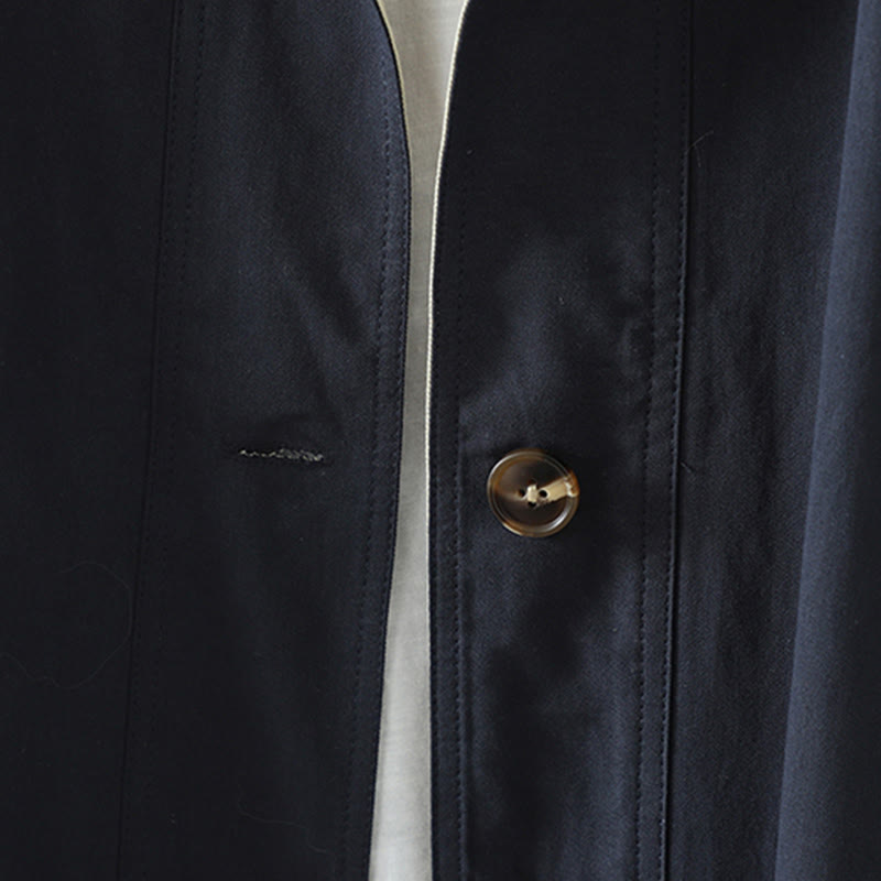 Abrigo de algodón de manga larga con bolsillos y botones de solapa con diseño patchwork para mujer con Buddha Stones - image 17