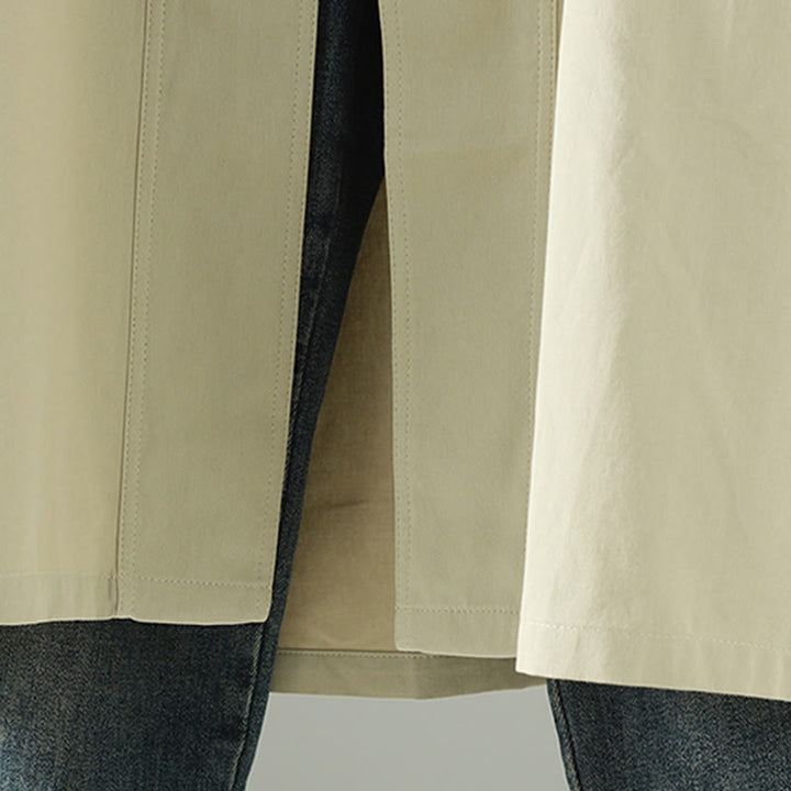 Abrigo de algodón de manga larga con bolsillos y botones de solapa con diseño patchwork para mujer con Buddha Stones - image 10