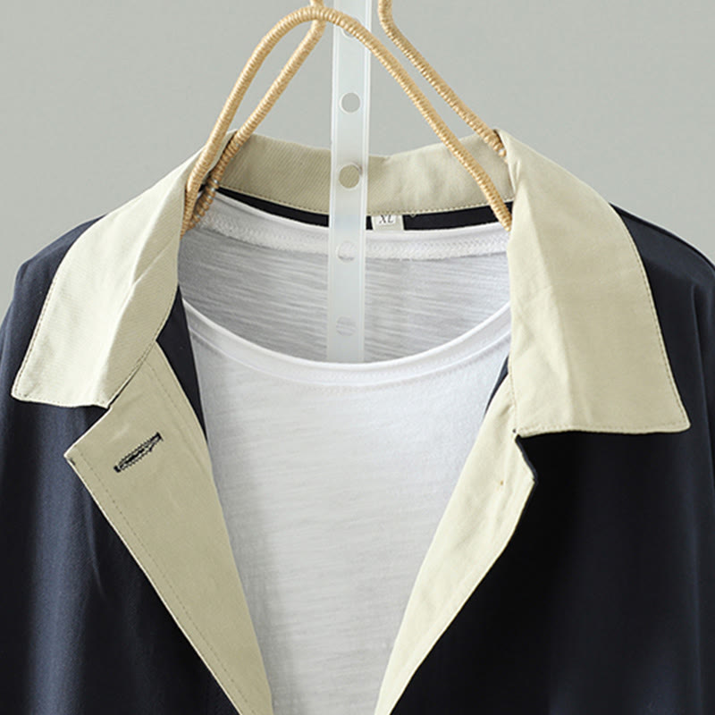 Abrigo de algodón de manga larga con bolsillos y botones de solapa con diseño patchwork para mujer con Buddha Stones - image 14