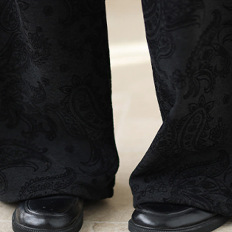 Pantalones de algodón con forro polar térmico, pernera ancha y bolsillos, estampado paisley jacquard con Buddha Stones para mujer - image 13