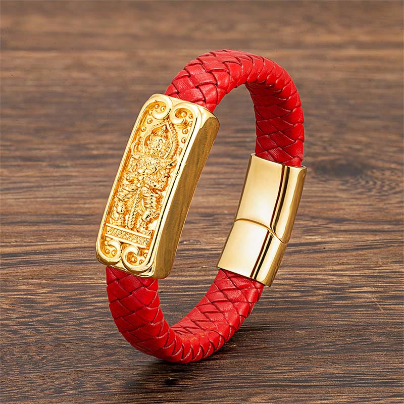 Pulsera reforzada de cuero, acero y titanio con símbolo de Buda y Buddha Stones de Buda - image 7